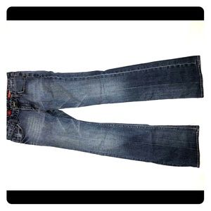 Express Distress Wash Bootcut 4 Long Blue Jeans